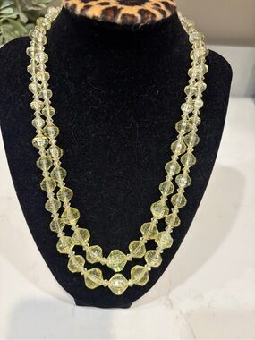 West Germany Yellow Crystal Double-Strand Necklace